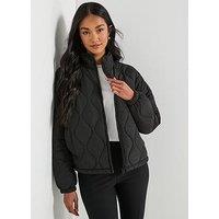 V By Very Funnel Neck Quilted Bomber - Black