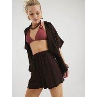 River Island Linen Blend Shorts - Brown