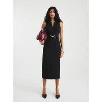 River Island Clipped Collar Midi Dress - Black