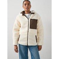 The Very Collection Reversible Borg Quilted Jacket- Chocolate & Beige