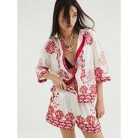 River Island Shell Print Tie Waist Short - Red
