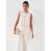 V By Very Boucle Round Neck Waistcoat - Beige