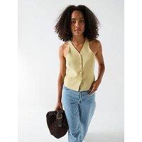 V By Very 90'S Neck Waistcoat - Green