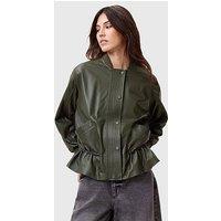 Allsaints Sofi Drawstring Leather Bomber Jacket - Green