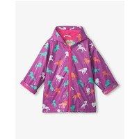 Hatley Girls Leaping Horses Zip Up Rain Jacket - Purple