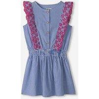 Hatley Girls Pinstripe Scallop Ruffle Dress - Blue