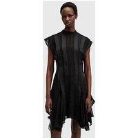 Allsaints Fleur Textured Asymmetric Hem Dress - Black