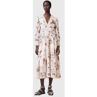 Allsaints Zora Floral Ruffle Midi Dress - White