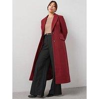 V By Very Curve Single Breasted Coat - Red