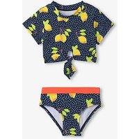 Hatley Girls Fresh Lemons Short Sleeve Tankini Set - Blue