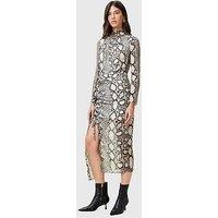 Allsaints Rizo Snake Print Silk Blend Midi Dress - Multi