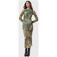 Allsaints Hanako Print Mesh Wrap Maxi Dress - Green