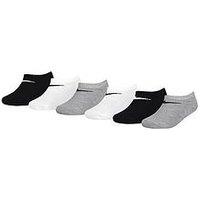 Nike Kids Unisex Basic No Show Socks 6 Pack - White/Grey/Black