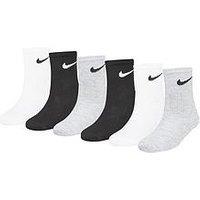 Nike Kids Unisex Basic Crew Socks 6 Pack - White/Grey/Black