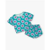 Hatley Girls Glowing Hearts Short Pyjama Set - Green