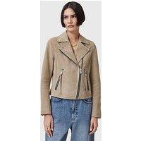 Allsaints Dalby Slim Fit Suede Biker Jacket - Beige