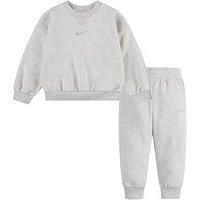 Nike Kids Unisex Essential Crew And Jogger Set - Beige