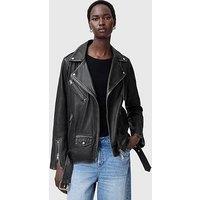 Allsaints Billie Relaxed Fit Leather Biker Jacket - Black