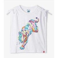 Hatley Girls Tiger Cinched Shoulder T-Shirt - White