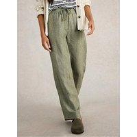 White Stuff Belle Linen Wide Leg Trouser - Green