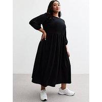 New Look Curves Crinkled Jersey Midi Dress - Black