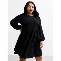 New Look Curves Crinkled Texture Mini Dress - Black