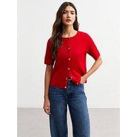 New Look Knit Short Sleeve Cardigan - Red