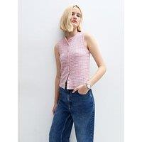 New Look Boucle Button Up Vest - Pink
