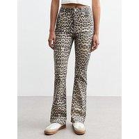 New Look Brown Leopard Print Bootcut Jeans