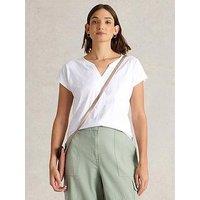 White Stuff Nelly Notch Embroidered Tee - White