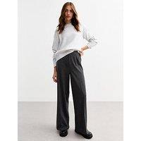 New Look Dark Grey Wide Leg Jersey Trousers