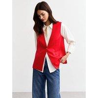 New Look One Button Tailored Waistcoat - Red