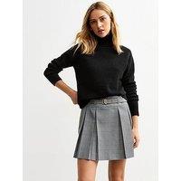 New Look Black Checked Plated Mini Skirt