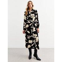 New Look Floral Print Shirt Dress - Black