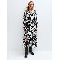 New Look Blur Print Midi Shirt Dress - Black