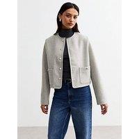 New Look Collarless Soft Jacket- Grey