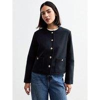 New Look Collarless Soft Jacket - Navy