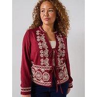V By Very Curve Embroidered Tie Detail Blouse - Red