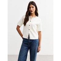 New Look Cream Compact Knit Short Sleeve Cardigan