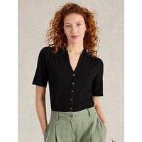 White Stuff Annie Short Sleeve Jersey Shirt - Black