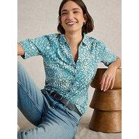 White Stuff Annie Short Sleeve Jersey Shirt - Blue