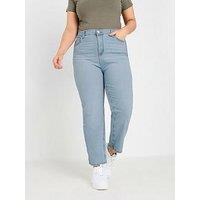 Yours Curve Ruby Straight Leg Bleach 28" - Blue