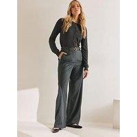 Long Tall Sally Wide Leg Belted Trouser 36" - Grey
