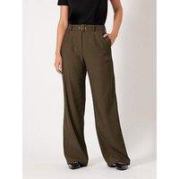 Long Tall Sally Wide Leg Belted Trouser 36" - Brown
