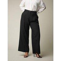 Yours Curve Pleat Front Wide Leg Trousers - Black
