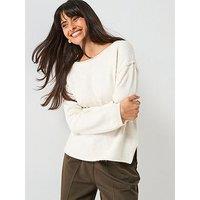 V By Very Timeless Yarn Off The Shoulder Knitted Jumper - Cream