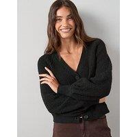 The Very Collection Timeless Yarn V Neck Knitted Cardigan - Black