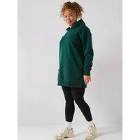 V By Very Curve Longline Hoodie - Dark Green