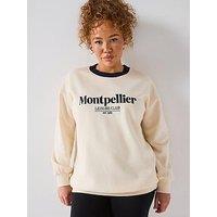 V By Very Curve Slogan Longline Sweat - Cream