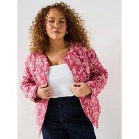 V By Very Curve Printed Quilted Jacket - Print